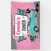 Diner Retro Car Birthday Party Sock Hop uit 1950 Spandoek (Verticaal)
