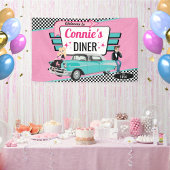 Diner Retro Car Birthday Party Sock Hop uit 1950 Spandoek