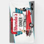 Diner Retro Car Birthday Party Sock Hop uit 1950 Spandoek (Verticaal)