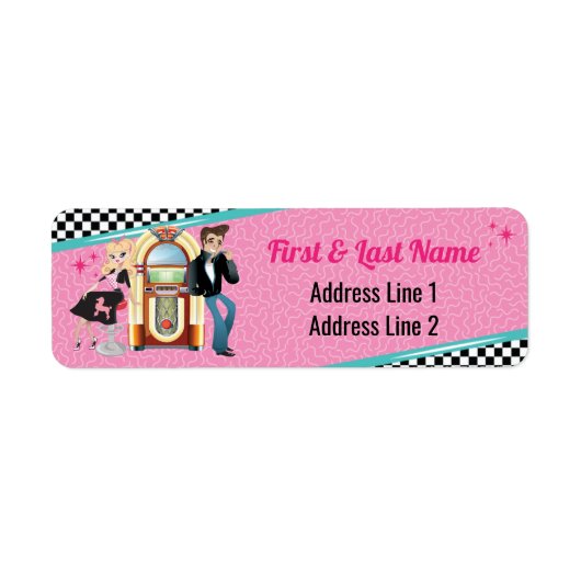 Diner Retro Jukebox Birthday Party Sock Hop Etiket (Voorkant)