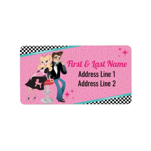 Diner Retro Jukebox Birthday Party Sock Hop Etiket (Voorkant)