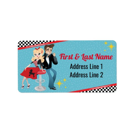 Diner Retro Jukebox Birthday Party Sock Hop Etiket (Voorkant)