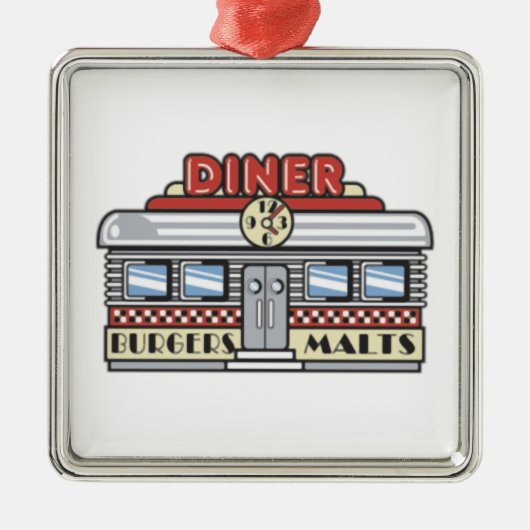 Diner Retro kunst Metalen Ornament (Voorkant)