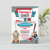 Diner Retro Sock Hop Grease Party uit 1950 Kaart (Staand voorkant)