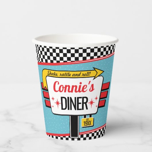 Diner Retro van 1950 - Diner Party Paper cup Papieren Bekers (Voorkant)