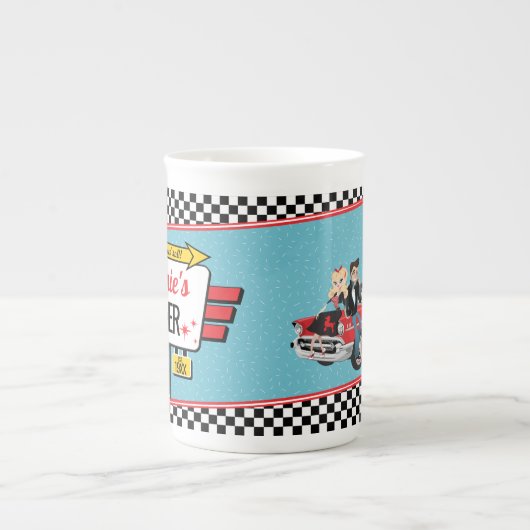 Diner Retro van 1950 - Diner Party Paper cup Porselein Kop (Voorkant)