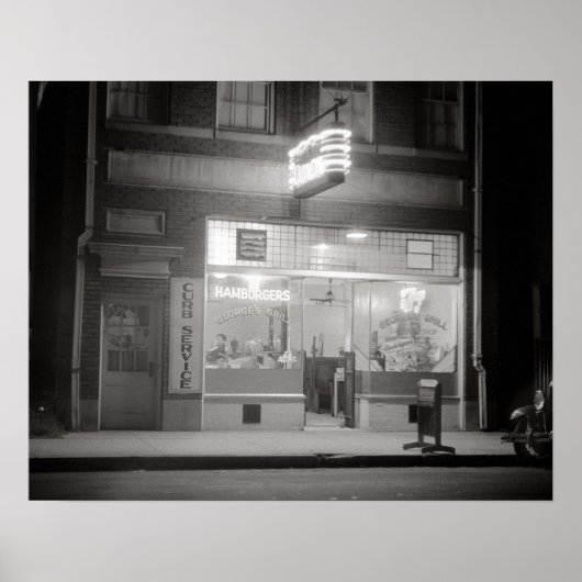 Diner 's Nachts, 1940. Oude foto Poster (Voorkant)