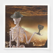 Diner servetten, "Indy" Botten Halloween skelet Servet (Voorkant)