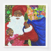 Diner servetten - Kersttafel Draag Black Santa (Voorkant)