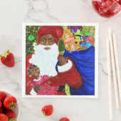 Diner servetten - Kersttafel Draag Black Santa (Insitu)