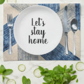 Diner setting op blauw Abstract Theedoek (Gevouwen)