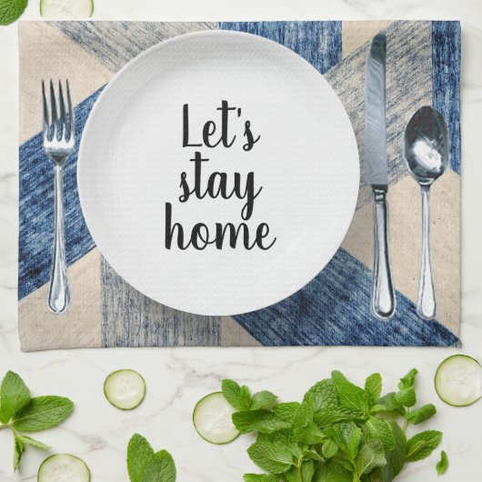 Diner setting op blauw Abstract Theedoek (Gevouwen)