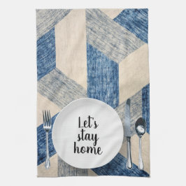 Diner setting op blauw Abstract Theedoek
