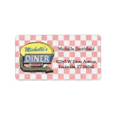 Diner Sign Creëer Uw Eigen Custom Retro 50's Roze Etiket (Voorkant)