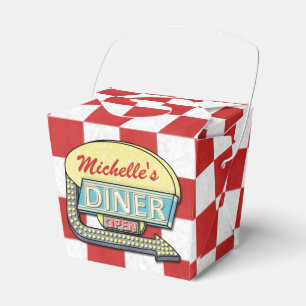 Diner Sign Retro 50s Rood gecontroleerd Aangepas Bedankdoosjes
