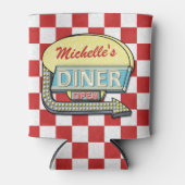 Diner Sign Retro 50s Rood gecontroleerd | Aangepas Blikjeskoeler (Voorkant)