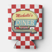 Diner Sign Retro 50s Rood gecontroleerd | Aangepas Blikjeskoeler (Achterkant)