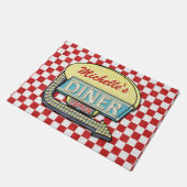 Diner Sign Retro 50s Rood gecontroleerd | Aangepas Deurmat (Schuin)