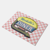 Diner Sign Retro 50s Roze gecontroleerd | Aangepas Deurmat (Schuin)