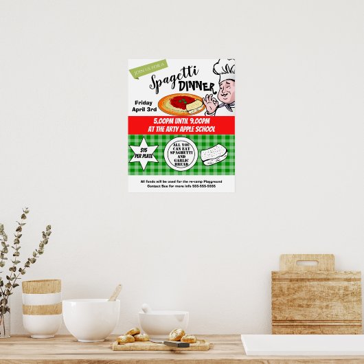 diner spaghetti, schenker van de Italiaanse voedse Poster (Keuken)