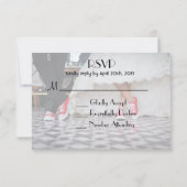 Diner stijl bruiloft paar RSVP (Achterkant)