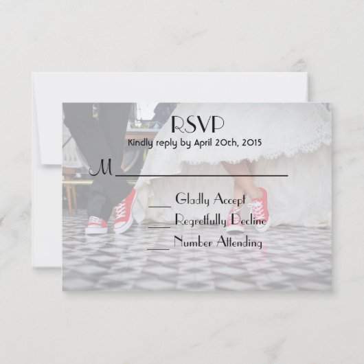 Diner stijl bruiloft paar RSVP (Achterkant)