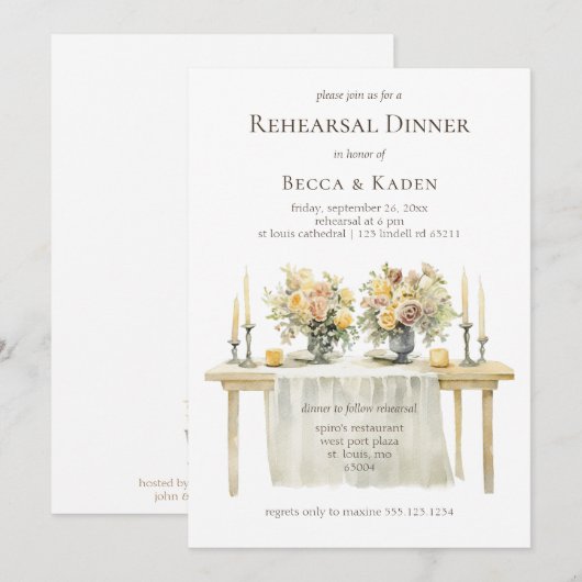 Diner Tafel repetitie diner Kaart (Voorkant / Achterkant)