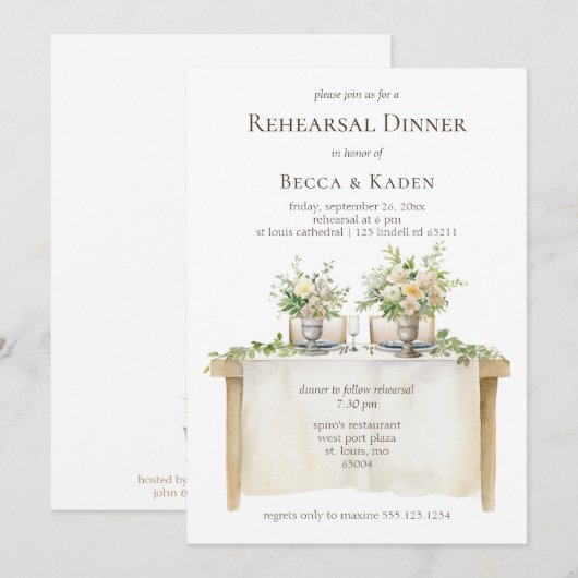 Diner Tafel repetitie diner Kaart (Voorkant / Achterkant)