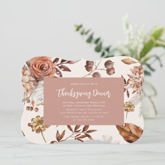 diner Thanksgiving herfstgebloedschap Kaart (Staand voorkant)