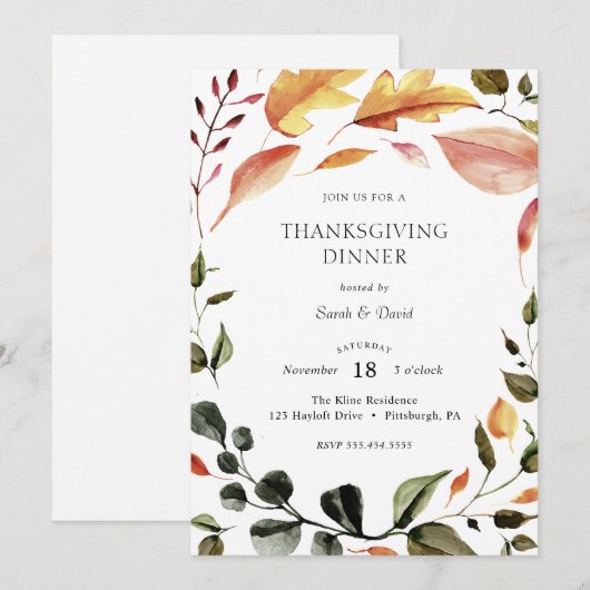 diner Thanksgiving Kaart (Voorkant / Achterkant)