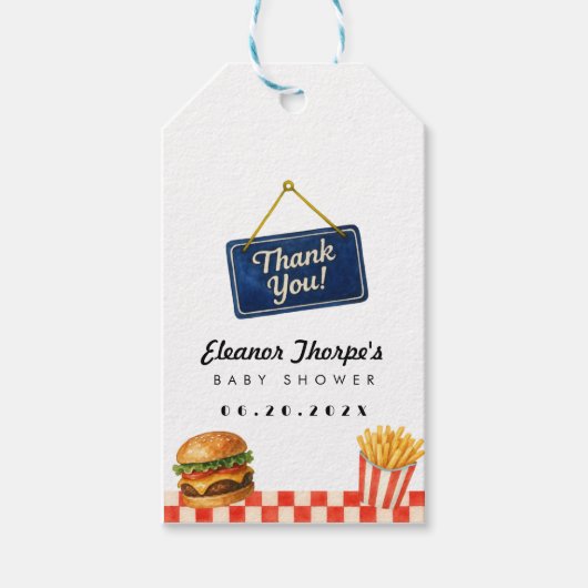 Diner Theme Baby shower Bedankt Label Cadeaulabel (Voorkant)