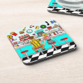 Diner uit 1950 | Handen voor paren Bier Onderzetter (Linkerzijde)