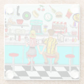 Diner uit 1950 | Handen voor paren Glazen Onderzetter (Achterkant)