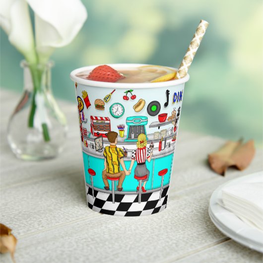 Diner uit 1950 | Handen voor paren Papieren Bekers (Insitu)