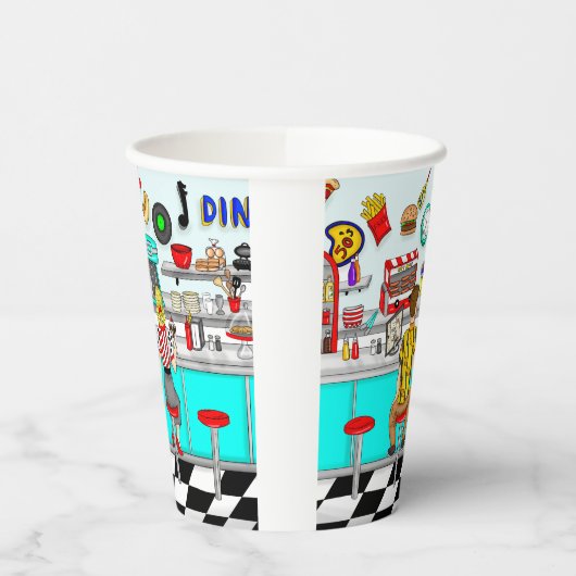 Diner uit 1950 | Handen voor paren Papieren Bekers (Links)