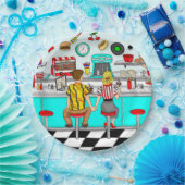 Diner uit 1950 | Handen voor paren Papieren Bordje (Feest)