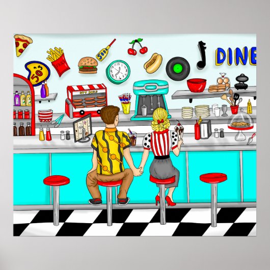 Diner uit 1950 | Handen voor paren Poster (Voorkant)