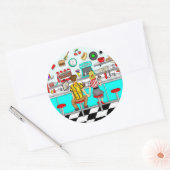 Diner uit 1950 | Handen voor paren Ronde Sticker (Envelop)