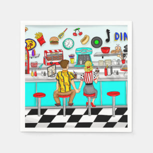 Diner uit 1950   Handen voor paren Servet