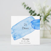 Diner uitnodiging verfstrepen blauw (Staand voorkant)
