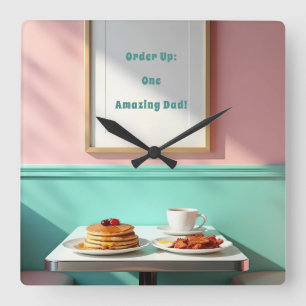 Diner Vaders Dag Foodie Dad Vierkante Klok