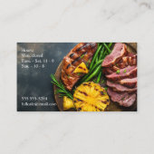 Diner van ham met gegrilde ananas en zoete pot visitekaartje (Achterkant)