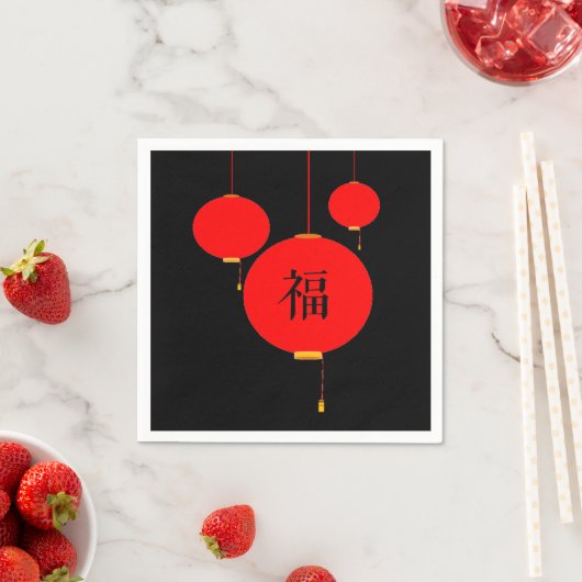 diner van het Chinese lantaarnsymbool geluk Servet (Insitu)