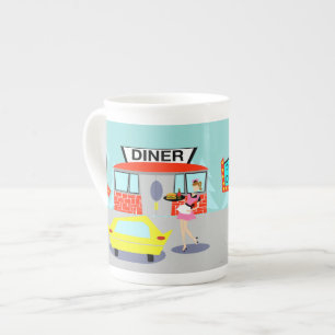 Diner van jaren '50 de Mok van China van het Been