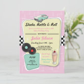 Diner Verjaardagsfeest jaren 1950 Vijftiger jaren  Kaart (Staand voorkant)