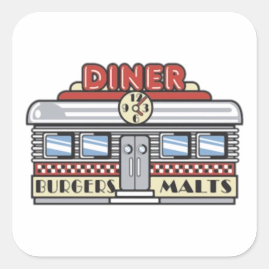Diner Vierkante Sticker (Voorkant)