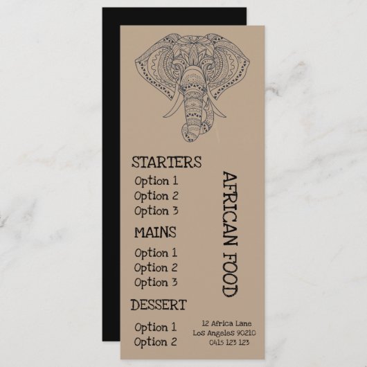 diner voor Afrikaanse restaurants Menu (Voorkant / Achterkant)