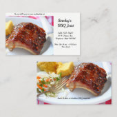 diner voor barbecuedribbetjes met kraanbrood visitekaartje (Voorkant / Achterkant)