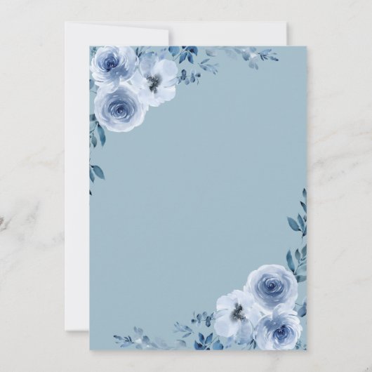 diner voor de heroefening van de dusty blue floral kaart (Achterkant)