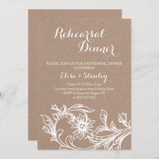  diner voor de heroefening van de witte bruiloft kaart (Voorkant / Achterkant)